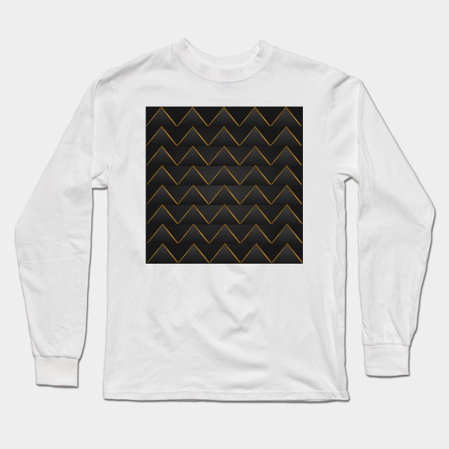 Golden triangular pattern on blue gray background filling the frame. Long Sleeve T-Shirt by ikshvaku